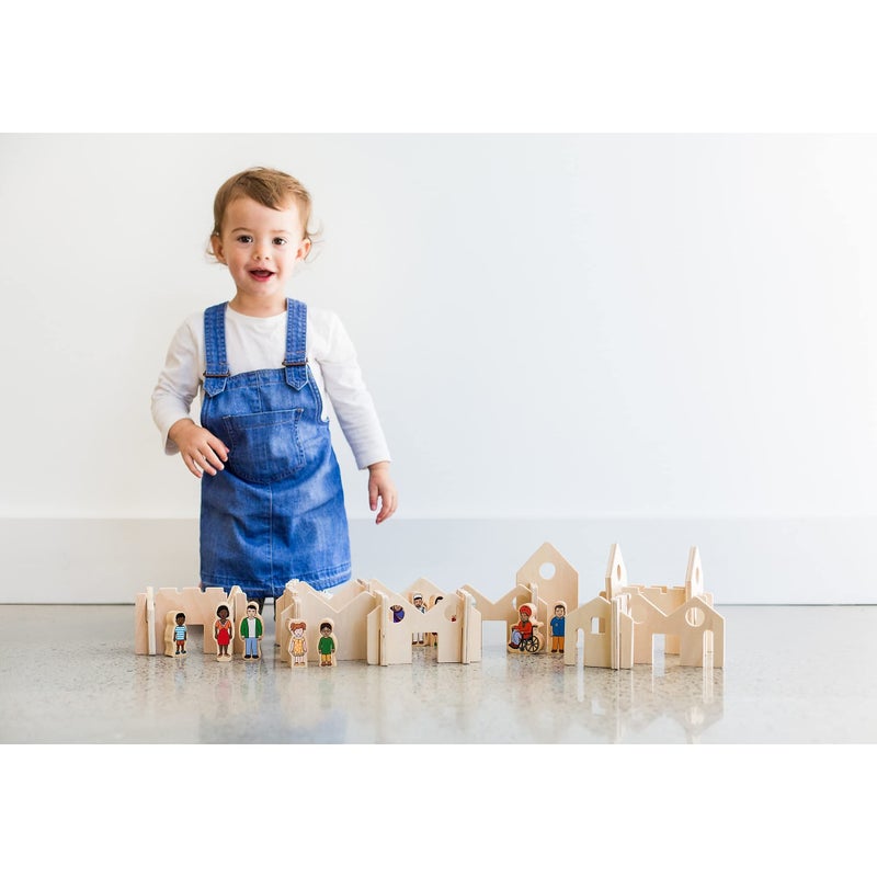 THE FRECKLED FROG Little Happy Architect - Set of 22 - Ages 18m+ - Wooden Blocks for Toddlers - Create Endless Village Layouts - Lightweight - Image 3